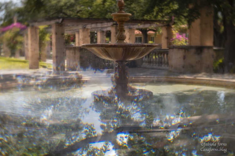 Fountain and reflection.